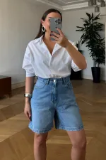 Denim Bermuda Kadın Şort