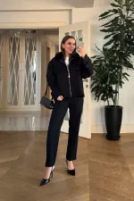 Suni Kürklü Kaşe Kadın Ceket