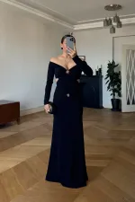 Bel Dekolteli Uzun Elbise
