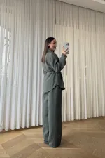 Çizgili Ceket pantolon Kadın Takım