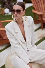 Veste blazer courte à épaulettes pour femme