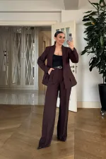 Düz Kesim Pileli Kadın Pantolon