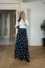 Jupe en satin à pois avec taille élastiquée