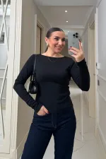 Kayık Yaka uzun Kollu Bluz