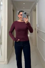 Kayık Yaka uzun Kollu Bluz