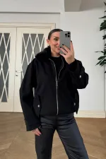 Fermuarlı Kaşe Bomber Kadın Ceket