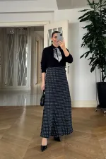 Puantiyeli Saten Uzun Etek