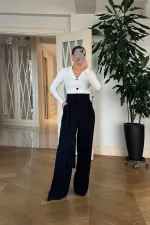 Kuşak Detaylı Pileli Kadın Pantolon