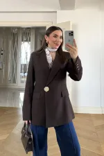 Gold Düğmeli Blazer Kadın Ceket