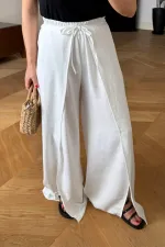 Beli Lastikli Yırtmaç Detaylı Kadın Pantolon