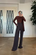 Kemer Detaylı Düz Kesim Kadın Pantolon