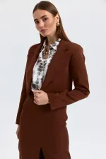 Veste blazer courte à épaulettes pour femme