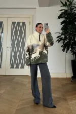 Desenli Polar Kadın Sweathirt