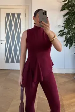 Asimetrik Kesim Bluz Pantolon Takım