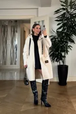 Kapüşonlu Buklet Kadın Ceket