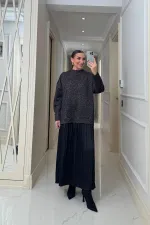 Leopar Desenli Sweat Uzun Elbise