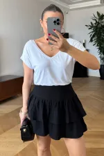 Ön Arka V Kısa Kollu Kadın Tişört