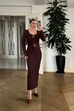 Kalp Yaka Uzun Kollu Elbise