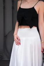 Fiyonk Detaylı Askılı Triko Crop