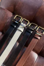 Suni Deri Eskitme Kare Tokalı Kadın Kemer