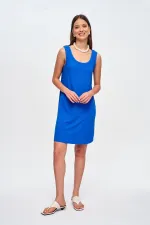 Askılı Fitilli Midi Elbise