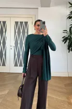 Şal Detaylı Uzun Kollu Bluz