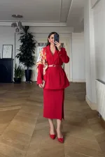 Kemerli Blazer Kadın Ceket