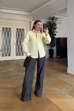 Straight Cut Ribbed Women's Trousers