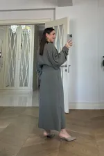 Kuşak Detaylı Uzun Kollu Gömlek Elbise