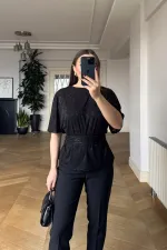 Bağlama Detaylı Kısa Kollu Bluz