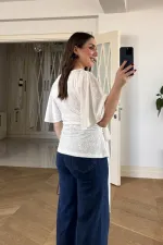 Bağlama Detaylı Kısa Kollu Bluz