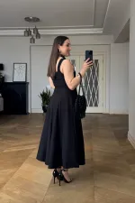 Square Neck Strappy Midi Dress