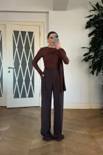 Kemer Detaylı Düz Kesim Kadın Pantolon