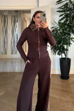 Suni Kürk Detaylı Fermuarlı Bluz