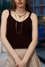 Fitilli Askılı Triko Bluz