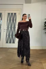 Asimetrik Kesim Midi Etek