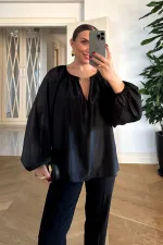 Bisiklet Yaka Uzun Kollu Bluz