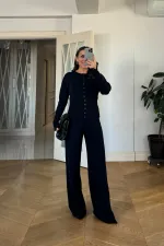 Bisiklet Yaka Çıtçıt Detaylı Triko Takım