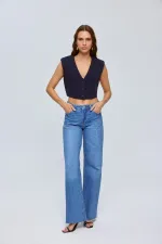 Düğmeli Crop Kadın Yelek