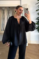 Bisiklet Yaka Uzun Kollu Bluz