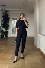 Bağlama Detaylı Kısa Kollu Bluz