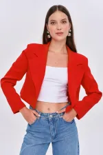 Vatkalı Blazer Crop Kadın Ceket
