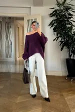 Kayık Yaka Triko Kadın Kazak