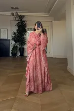 Shawl Patterned Batwing Sleeve Long Dress Shawl Patterned Batwing Sleeve Long Dress