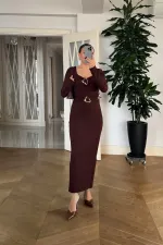 Kalp Yaka Uzun Kollu Elbise