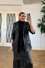 Faux Leather Blazer Women's Jacket Faux Leather Blazer Women's Jacket