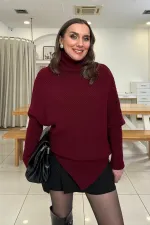 Balıkçı Yaka Asimetrik Triko Kadın Kazak