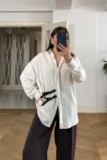 Women's Long-Sleeved Shirt with Belt Detail