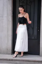 Fiyonk Detaylı Askılı Triko Crop