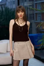 Fitilli Askılı Triko Bluz